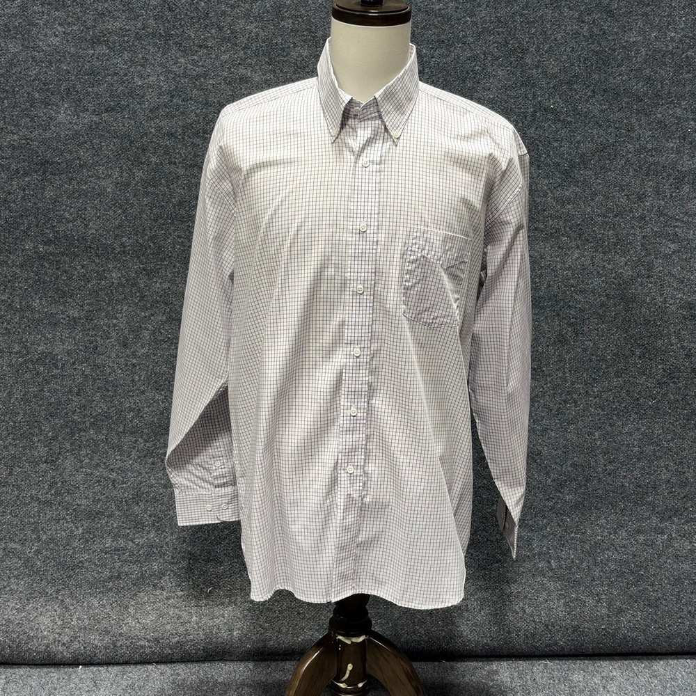 Alan Flusser Shirt Mens XL White Check Classic Fit Button Down Dress Long Sleeve